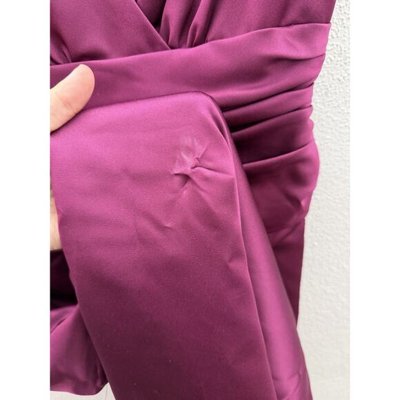 Davids Bridal Womens Dress Size 6 Purple Plum Sleeveless Satin V-Neck Wedding - Picture 4 of 12